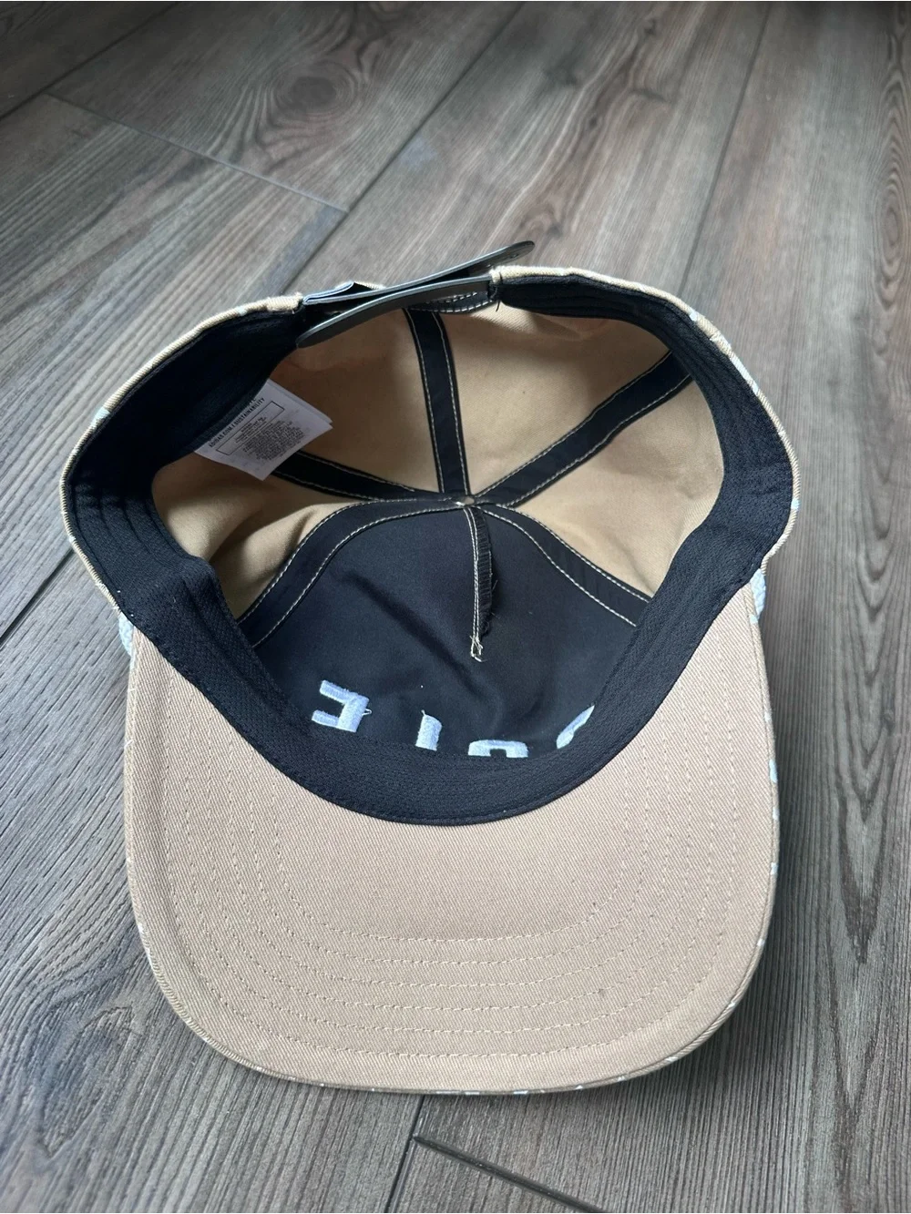 Adidas Golf Snapback Hat Tan White Print Adjustable One Size EUC